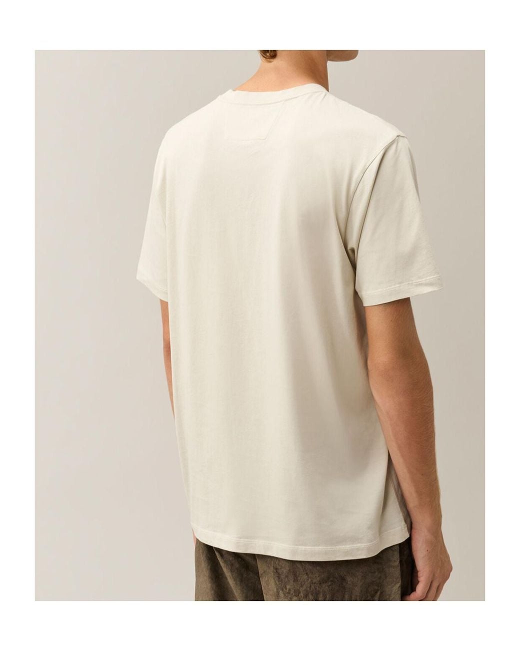 C P Company White 30/1 Jersey Short-Sleeve Logo Patch T-Shirt for men