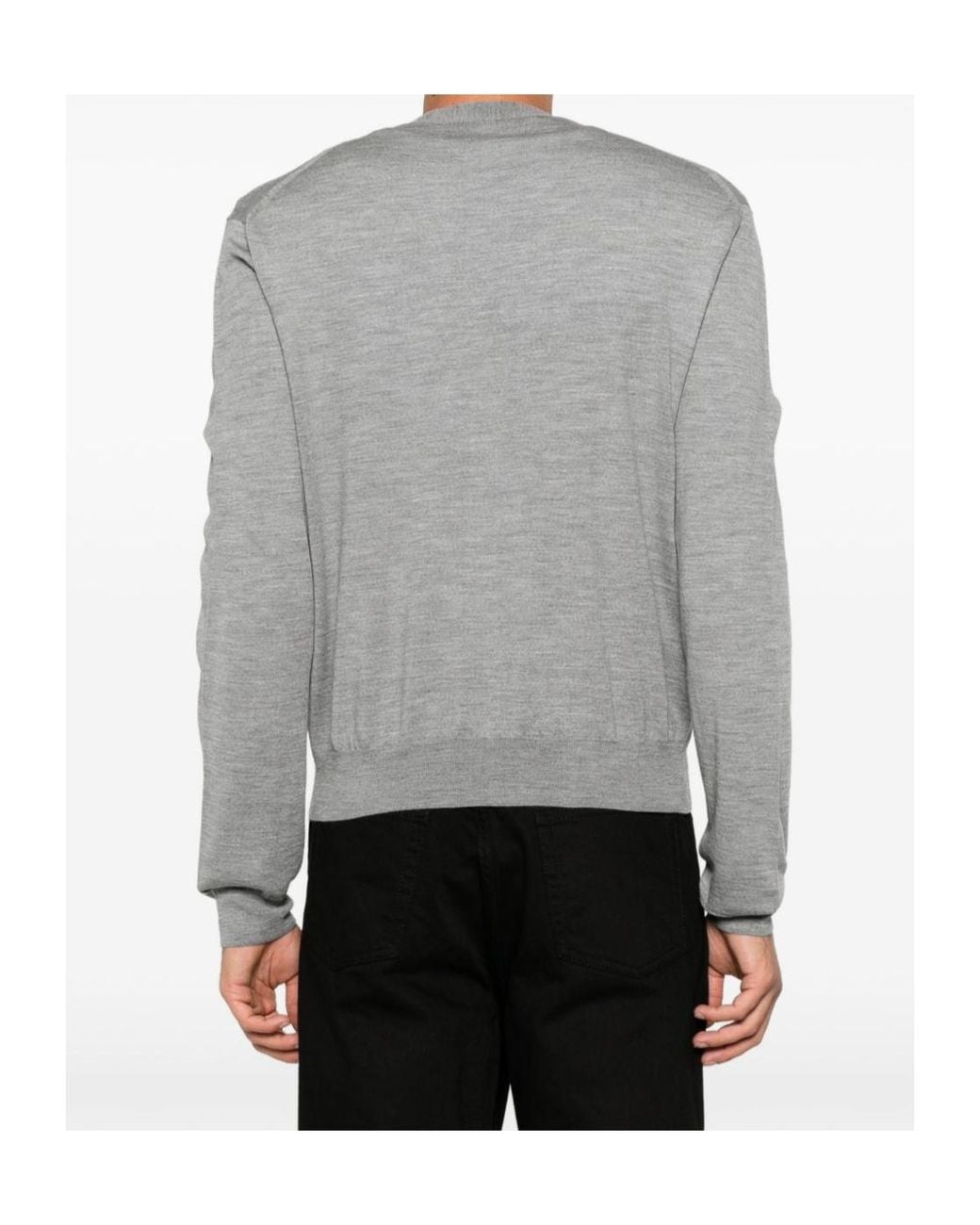 Lanvin Gray V-Neck Long-Sleeve Knit Top for men