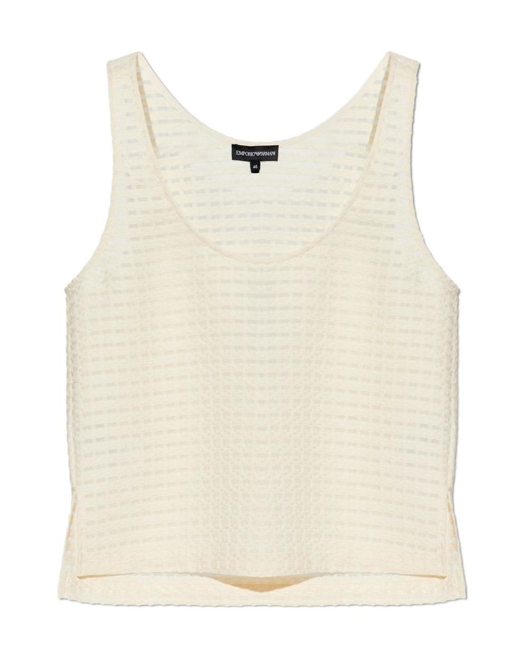 Emporio Armani Natural Sheer Check Sleeveless Top