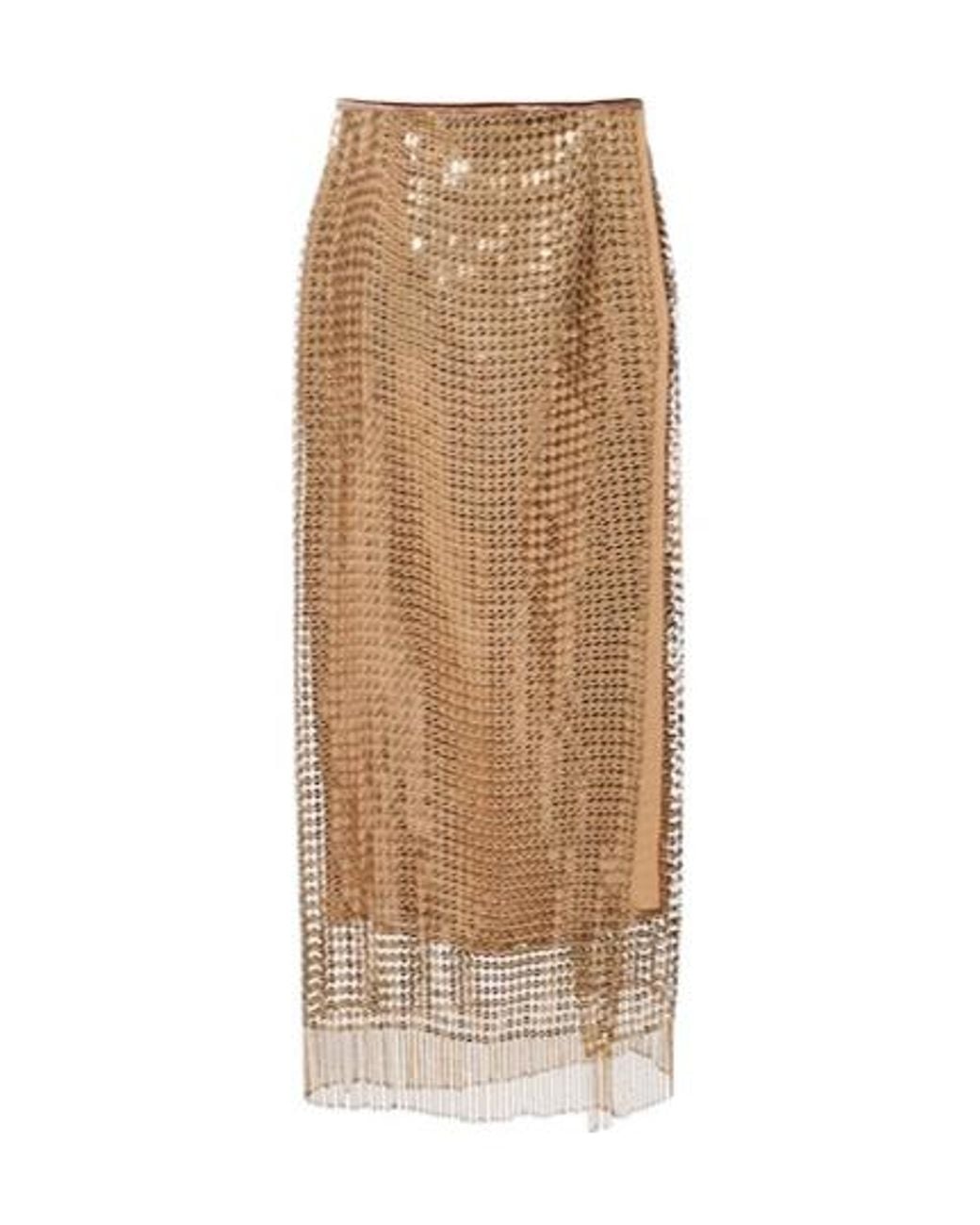 Roberto Cavalli Natural Embellished Wrap Skirt