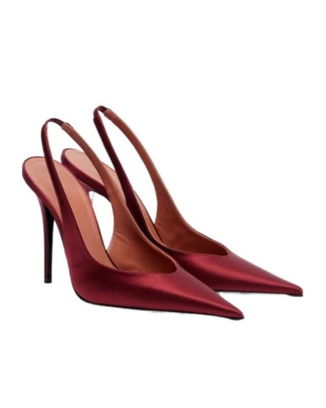 AMINA MUADDI Red Shiny Satin High Heels