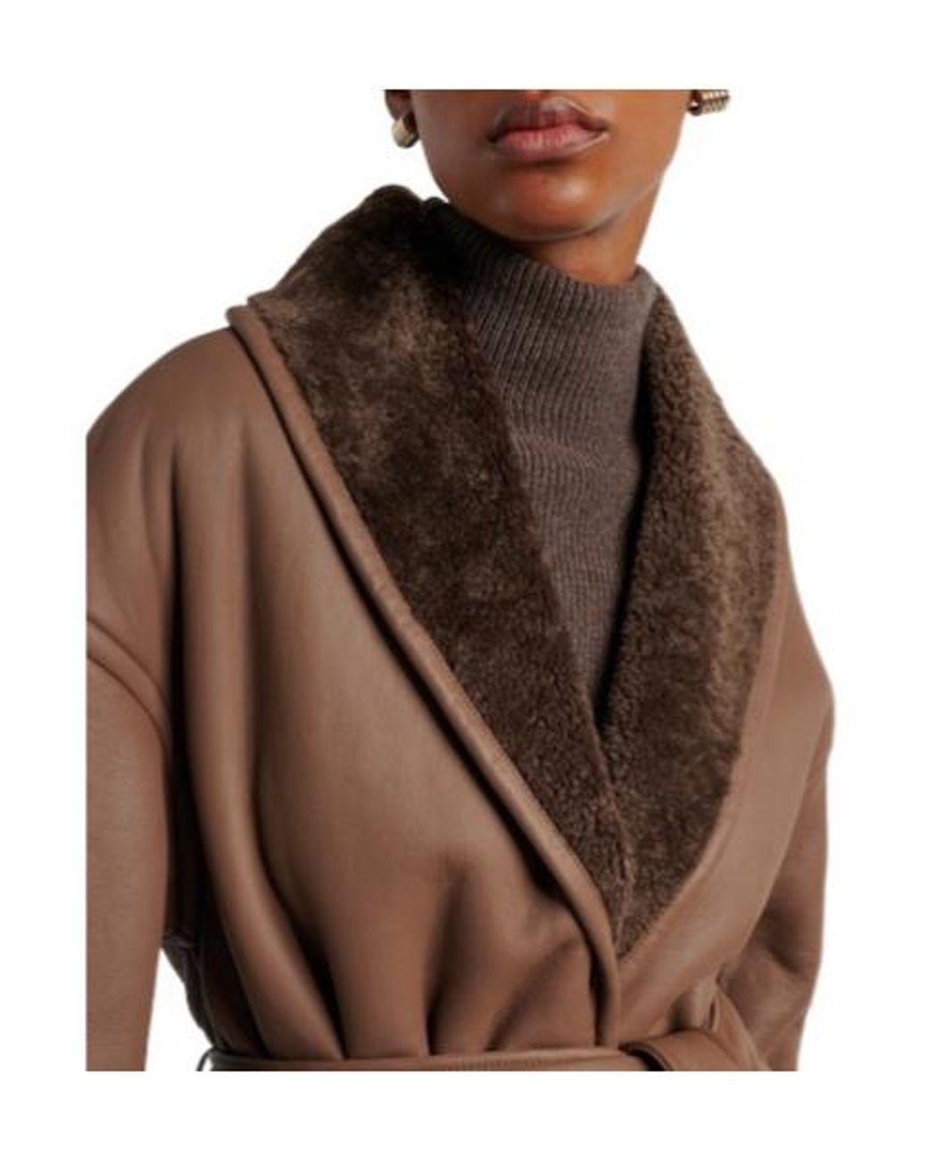 Joseph Brown Shearling-Lined Leather Coat
