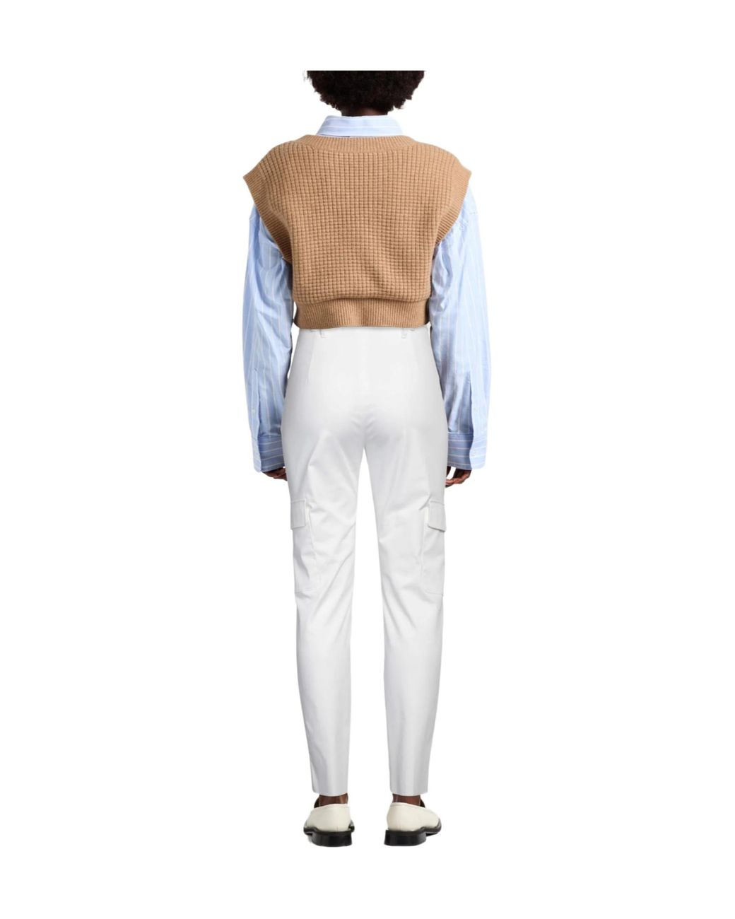 Max Mara White Solidcolor Stretch Fabric Pants