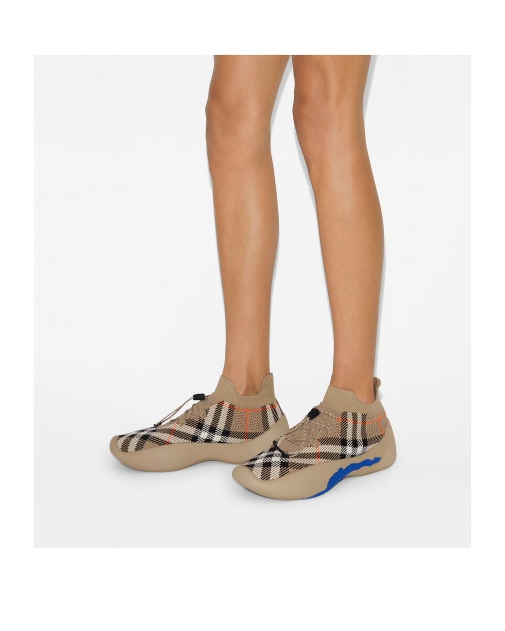 Burberry Brown Check Knit Neptune Sneakers