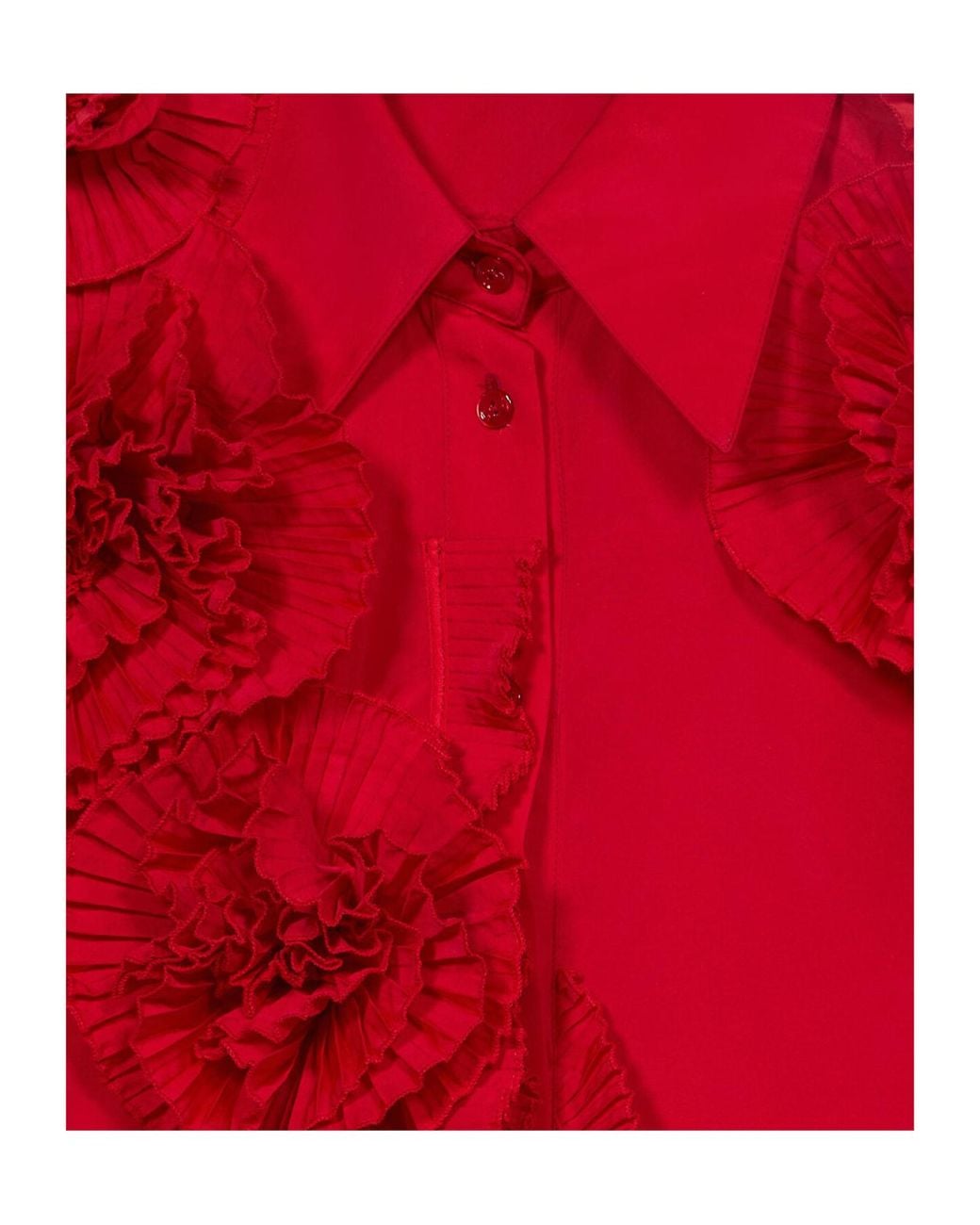 Blumarine Red Taffeta Shirt With 3D Roses