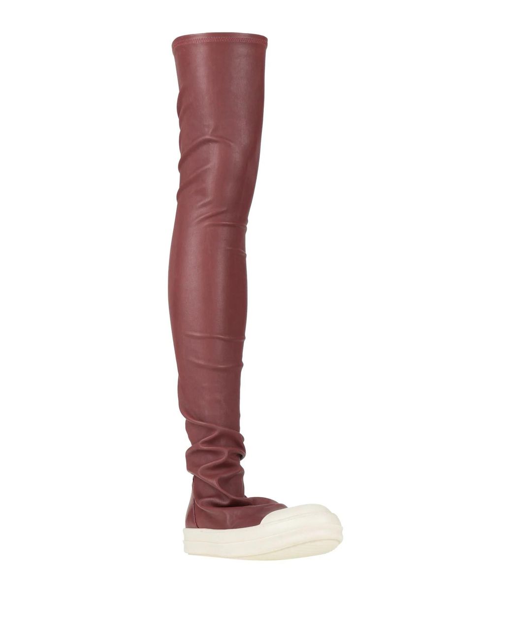 Rick Owens Red Elastic Over-The-Knee Boots