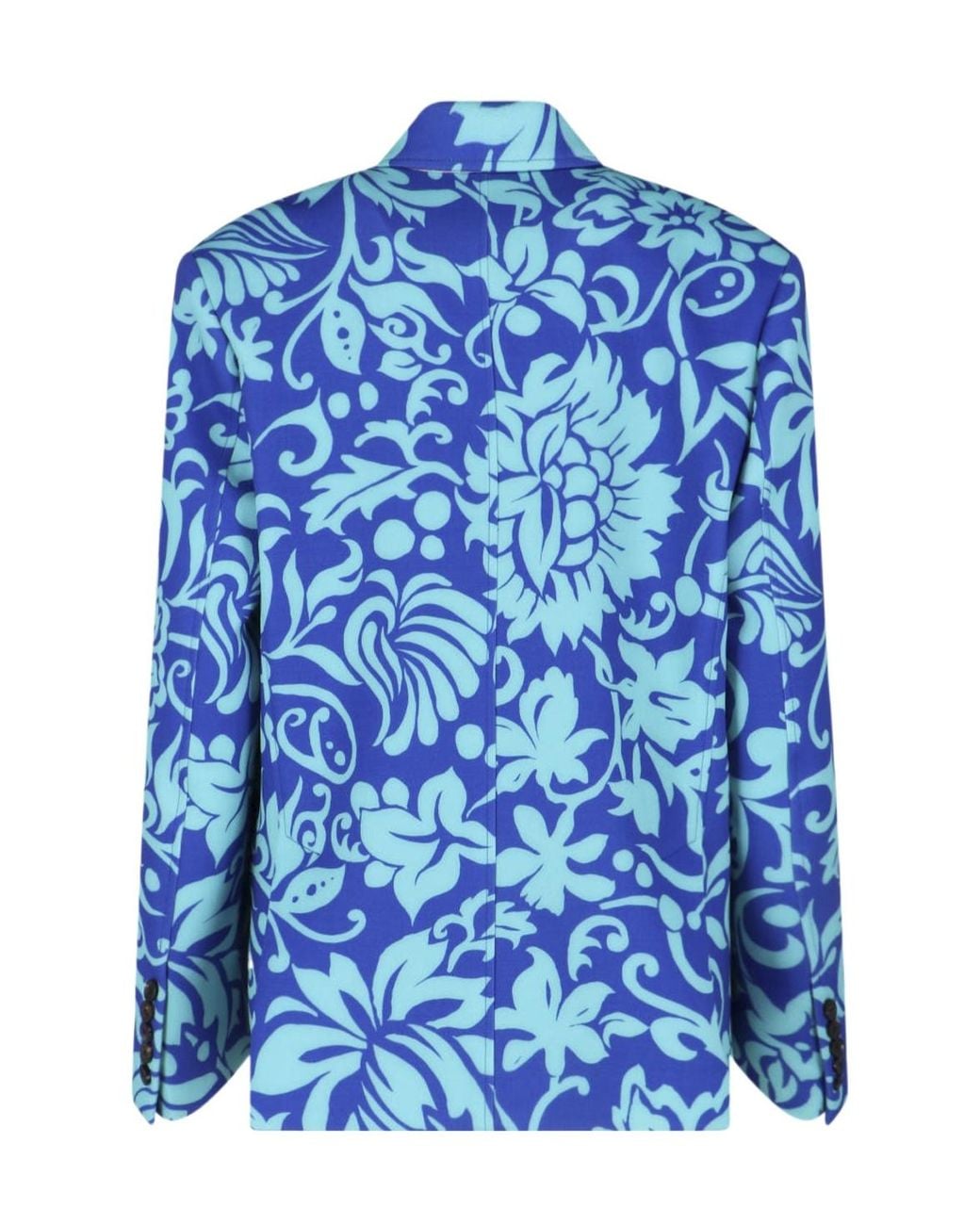 Dries Van Noten Blue Floral Double-Breasted Blazer