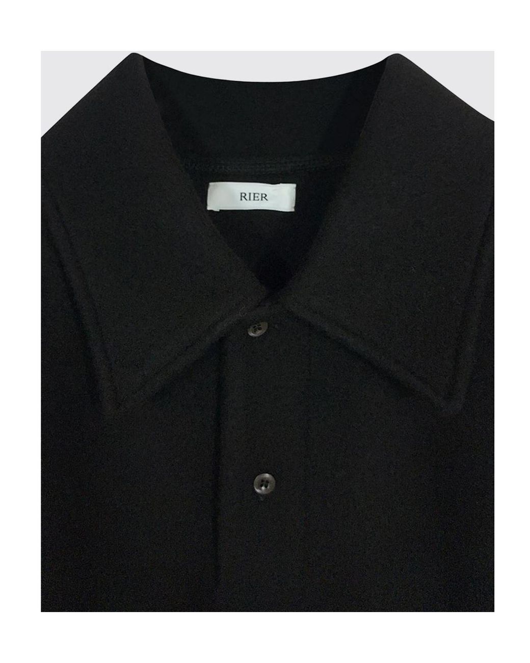 Rier Black Collared Long-Sleeved Polo Shirt for men