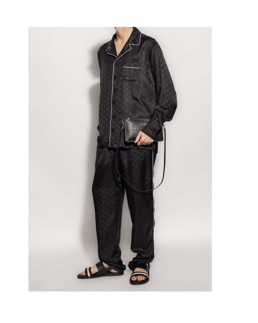 Dolce & Gabbana Black Dg Jacquard Long-Sleeved Shirt for men