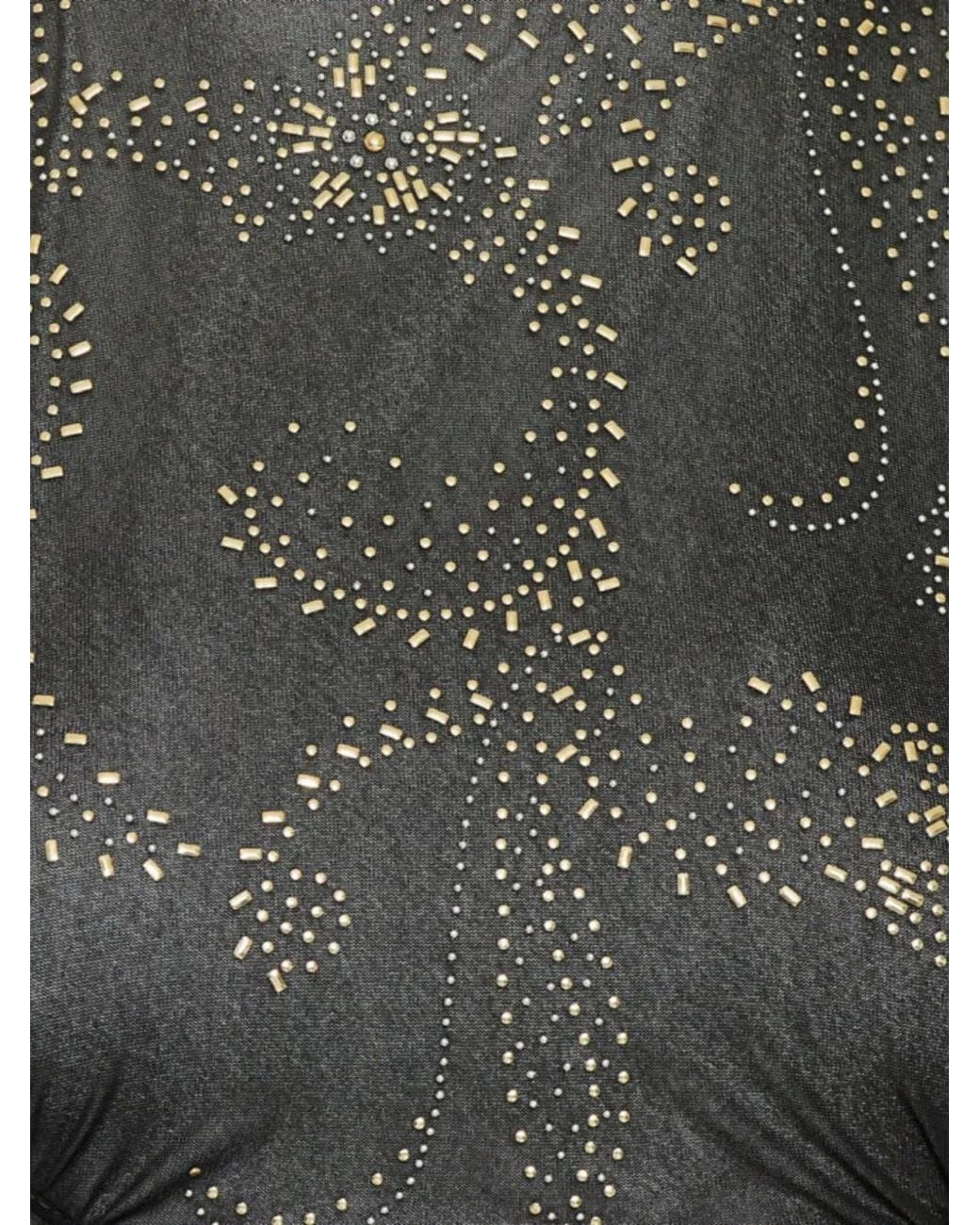 Rabanne Black Beaded Long-Sleeved Top