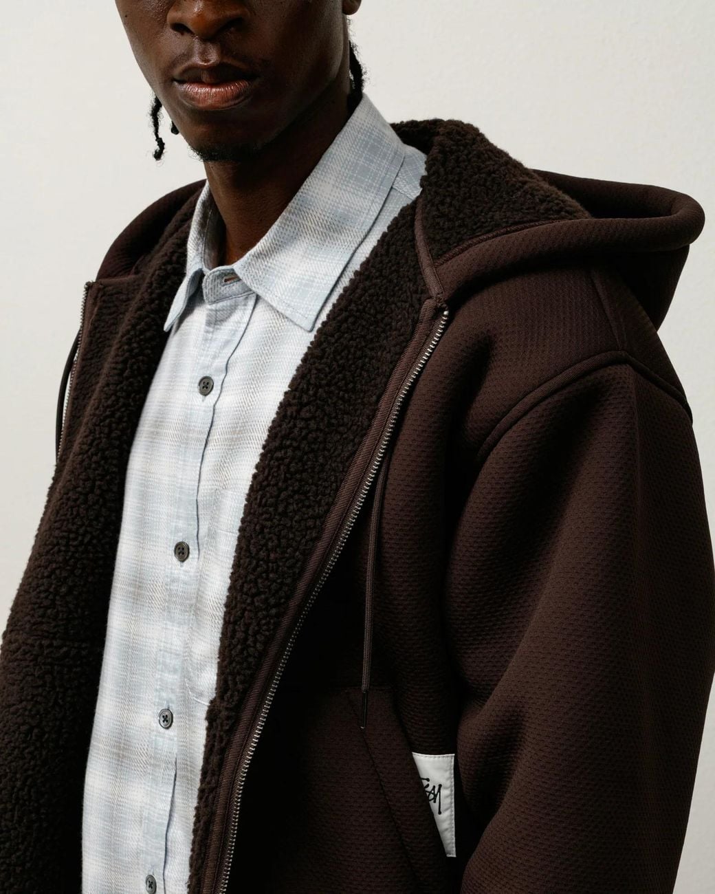 Stussy Brown Stüssy Sherpa-Lined Hoodie Jacket for men