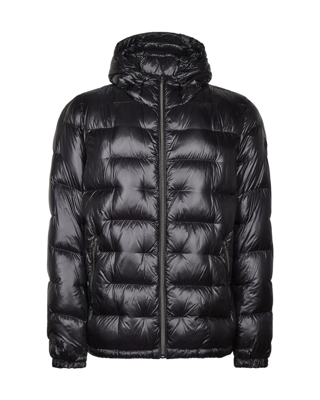 Herno Black Quilted Zip-Up Hooded Jacket for men