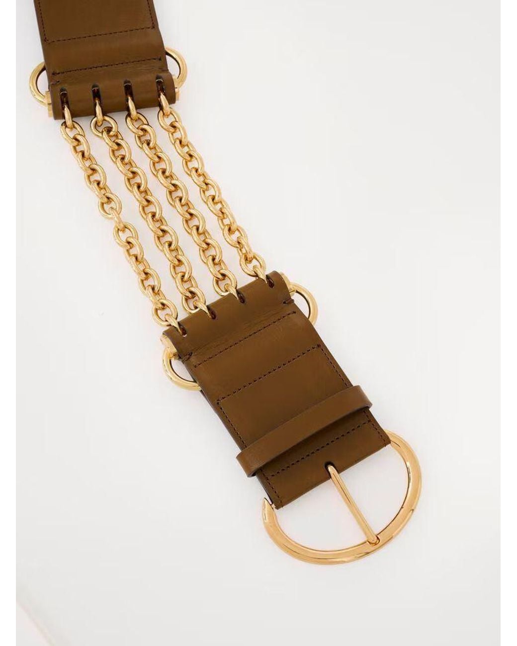 Chloé Brown Chloé Chain Detail Wide Belt