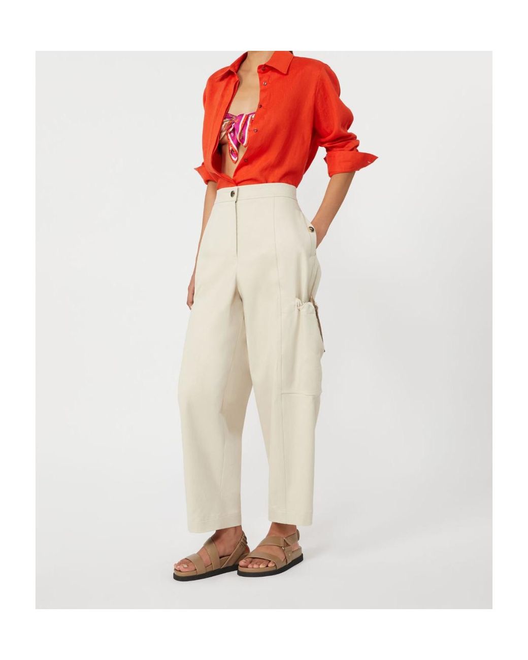 Max Mara Orange Falasco Collared Long-Sleeved Shirt