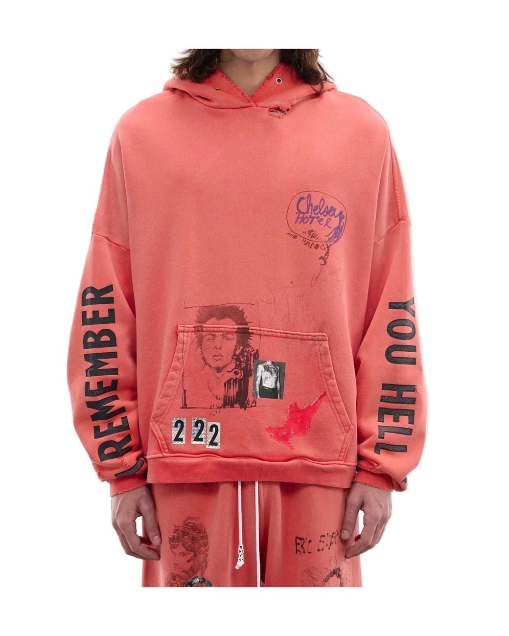 Paly Hollywood Red Patterned Printed Hoodie for men