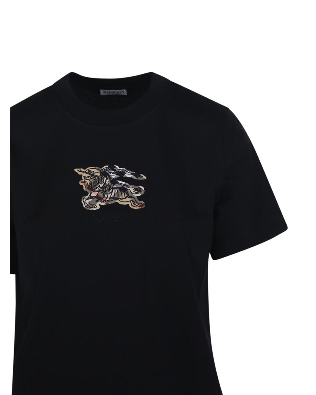 Burberry Black Ekd Check Crewneck T-Shirt