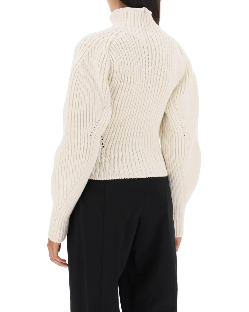 Alaïa White Rib Long-Sleeved Sweater