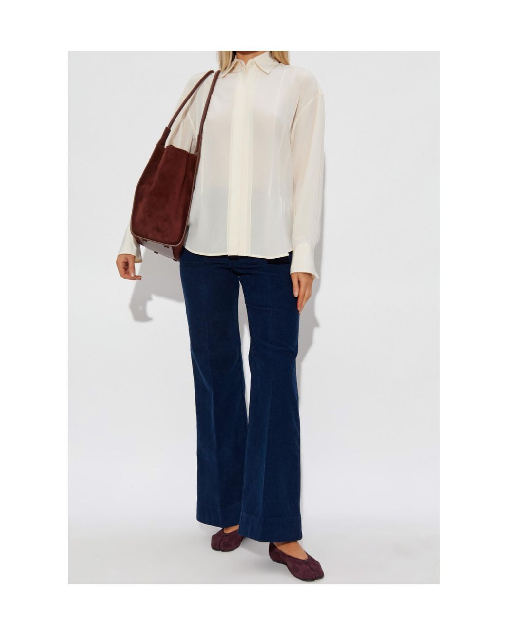 Victoria Beckham White Long Sleeved Pleat Detailed Shirt
