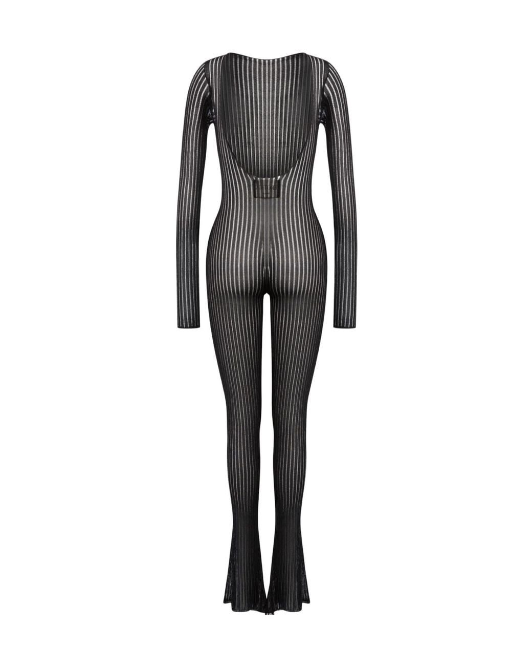 Dondup Black Ribbed-Knit Open-Back Jumpsuit