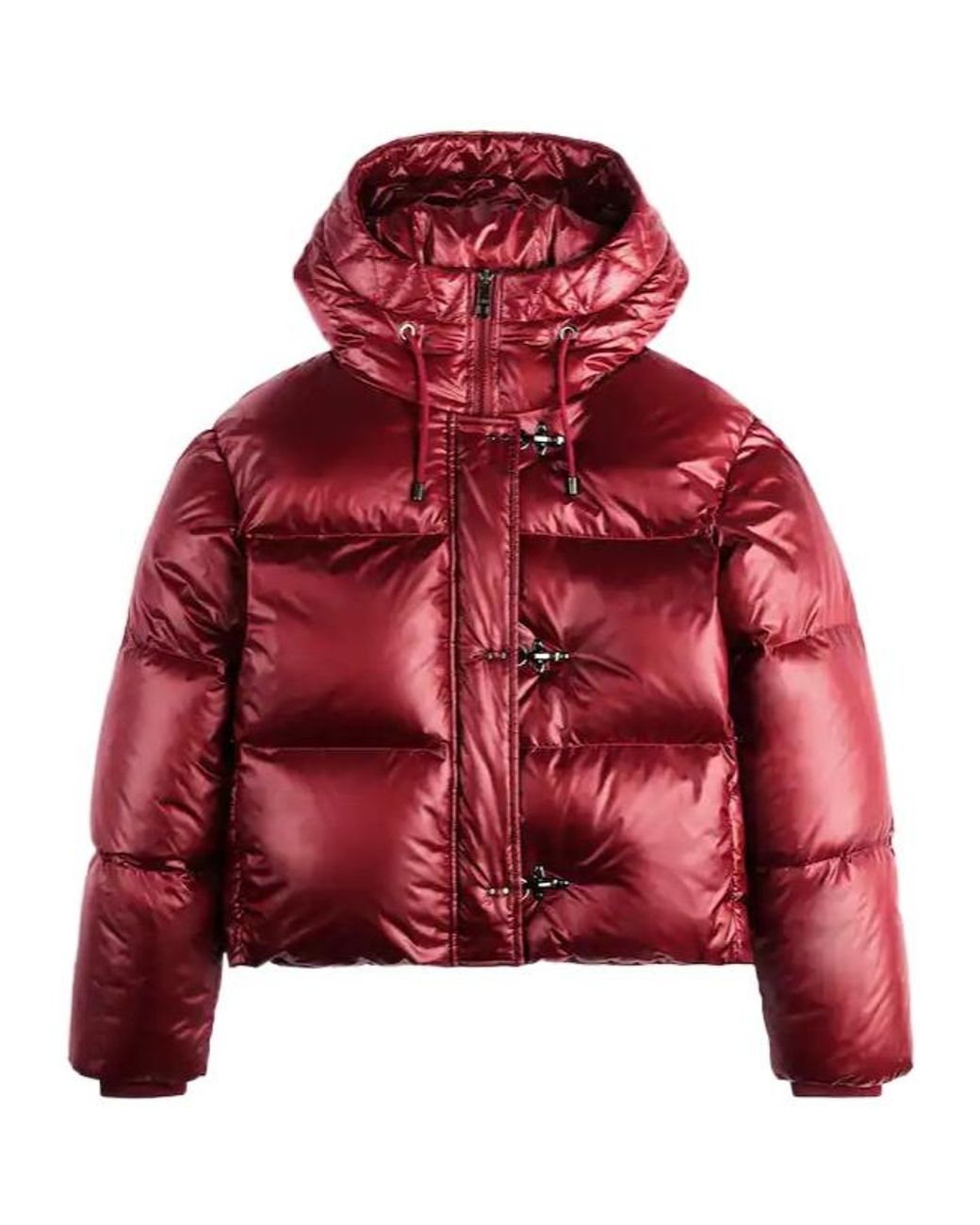 Fay Red Hooded Quilted Puffer Jacket