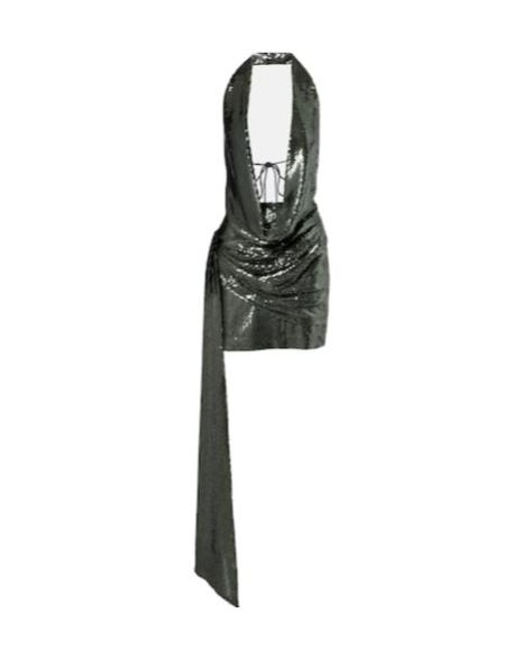 Alex Perry Green Draped Halterneck Sequined Minidress