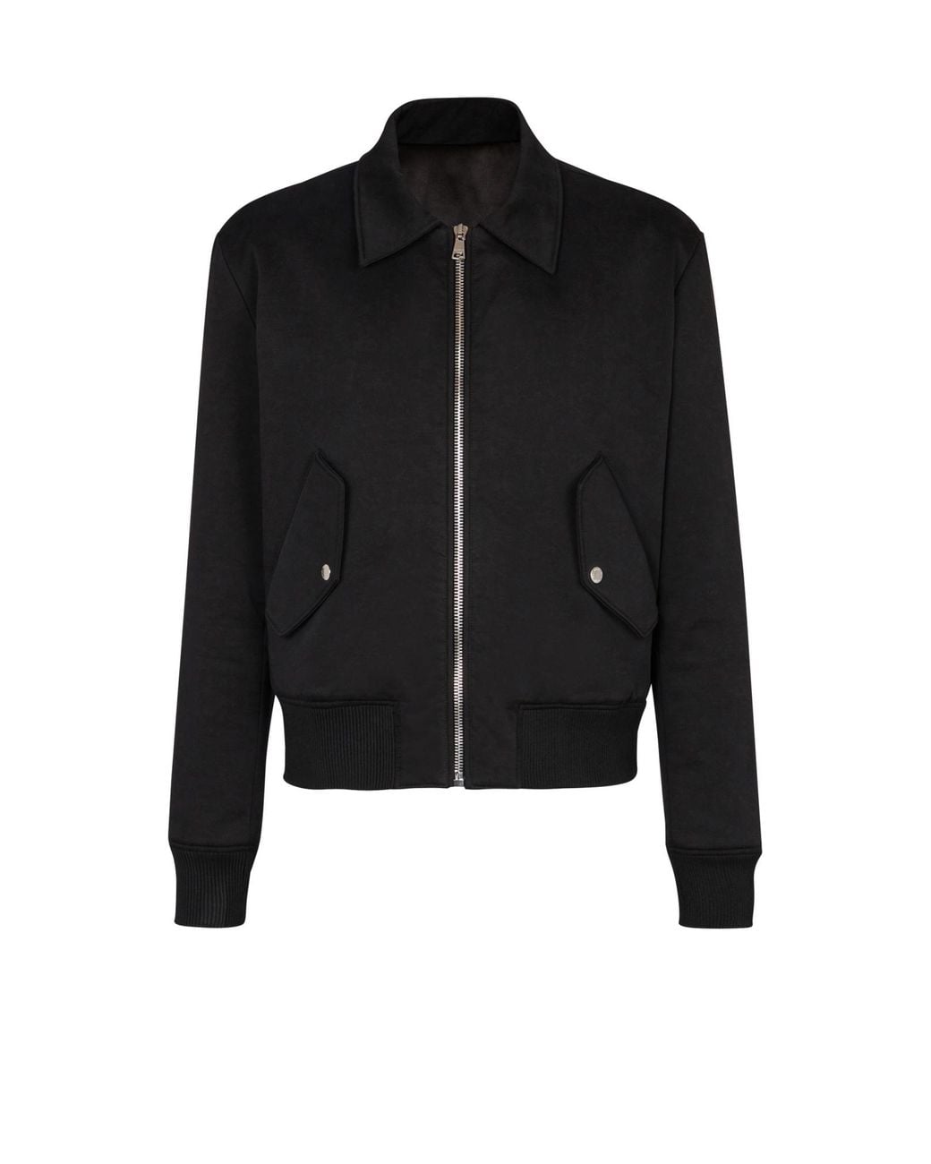 Balmain Black Cotton Bomber Jacket With Vintage Logo for men