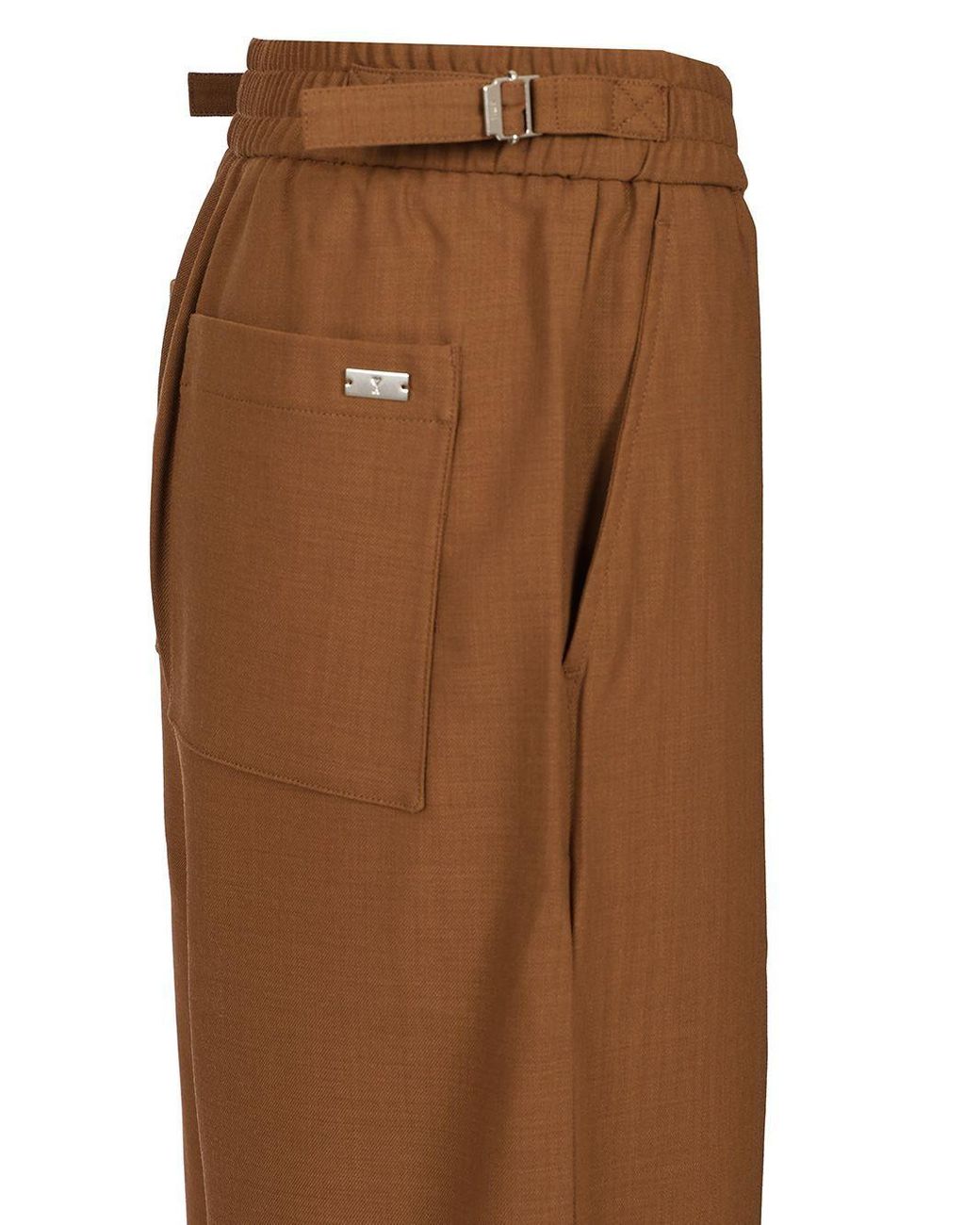 AMI Brown Elastic-Waist Trousers for men
