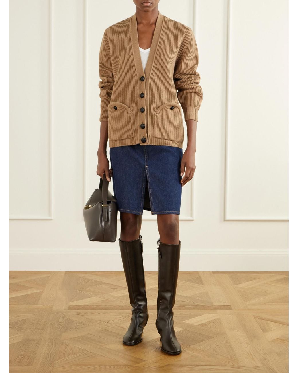 Blazé Milano Natural Ribbed Wool And Cashmere-Blend Cardigan