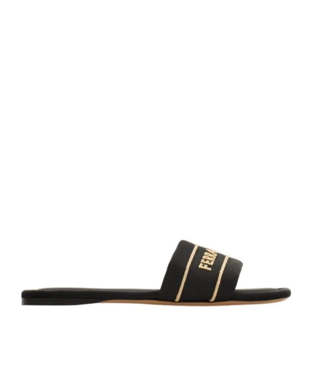 Ferragamo Multicolor Ferragamo Logo Embroidered Slides