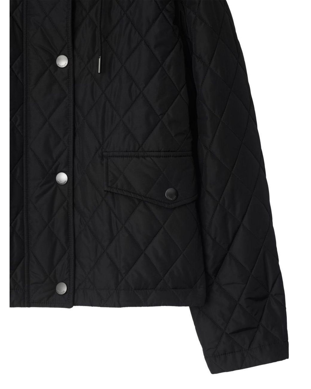 Burberry Black Quilted Hooded Straight Hem Jacket