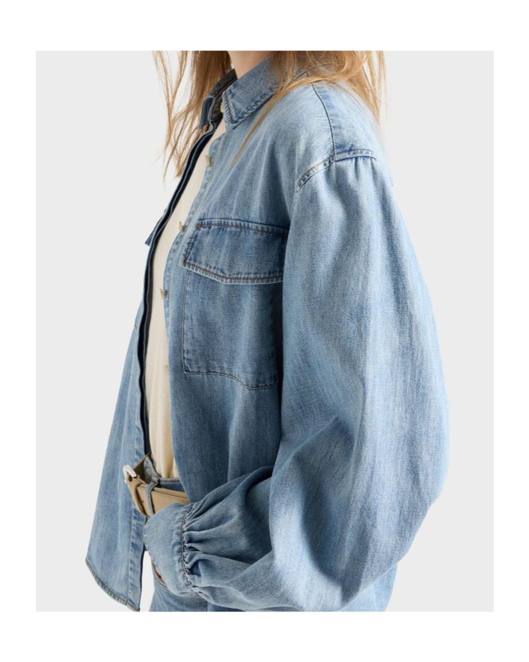 7 For All Mankind Blue Chambray Patch-Pocket Shirt