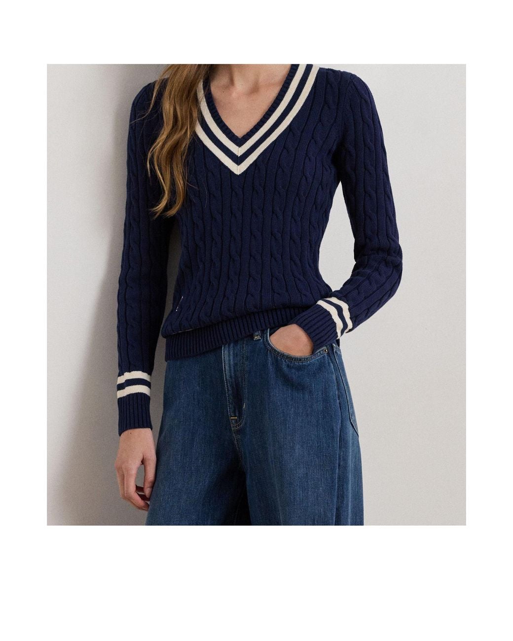 Ralph Lauren Blue V-Neck Knit Sweater