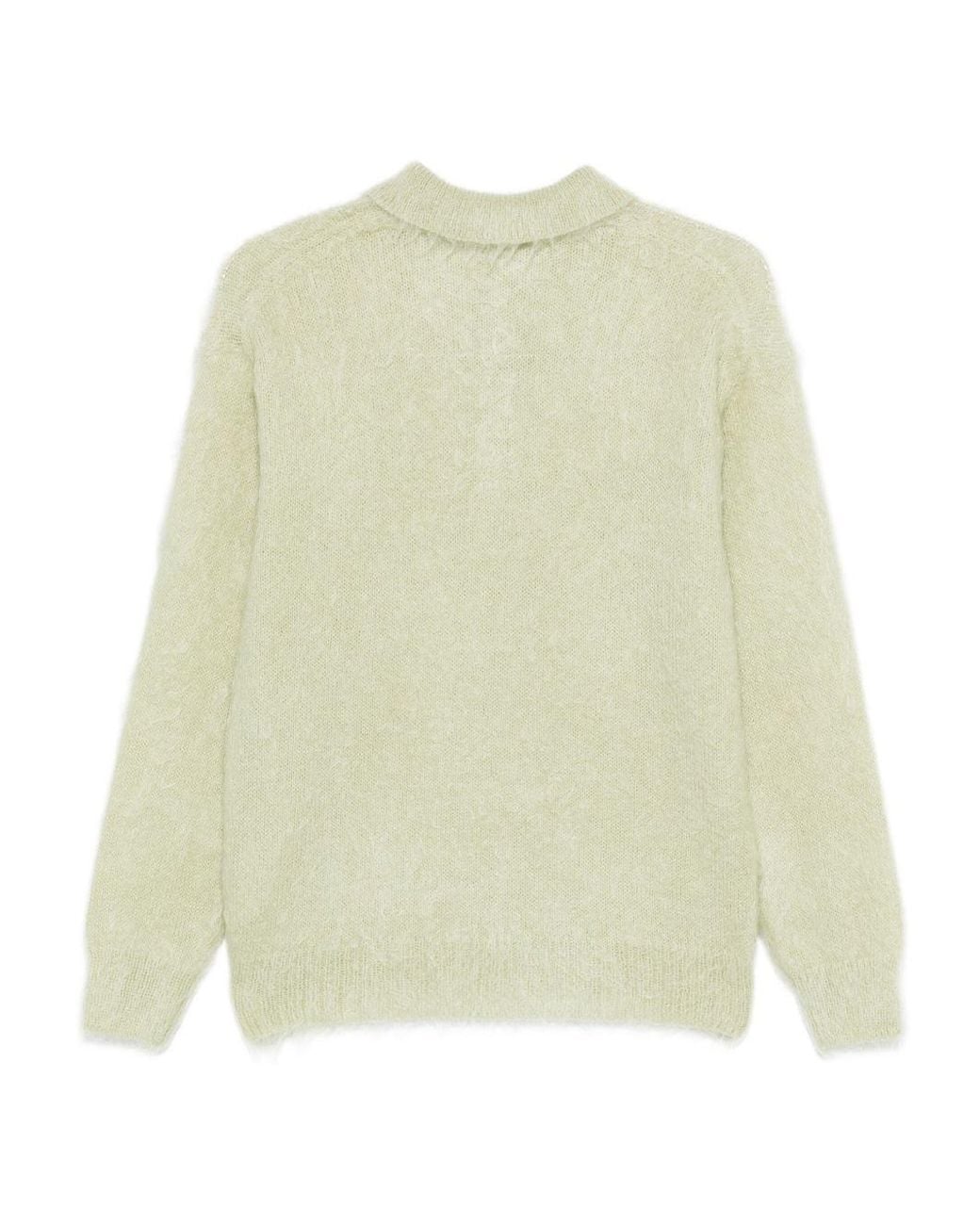 Auralee Green Long-Sleeved Brushed Polo Sweater for men