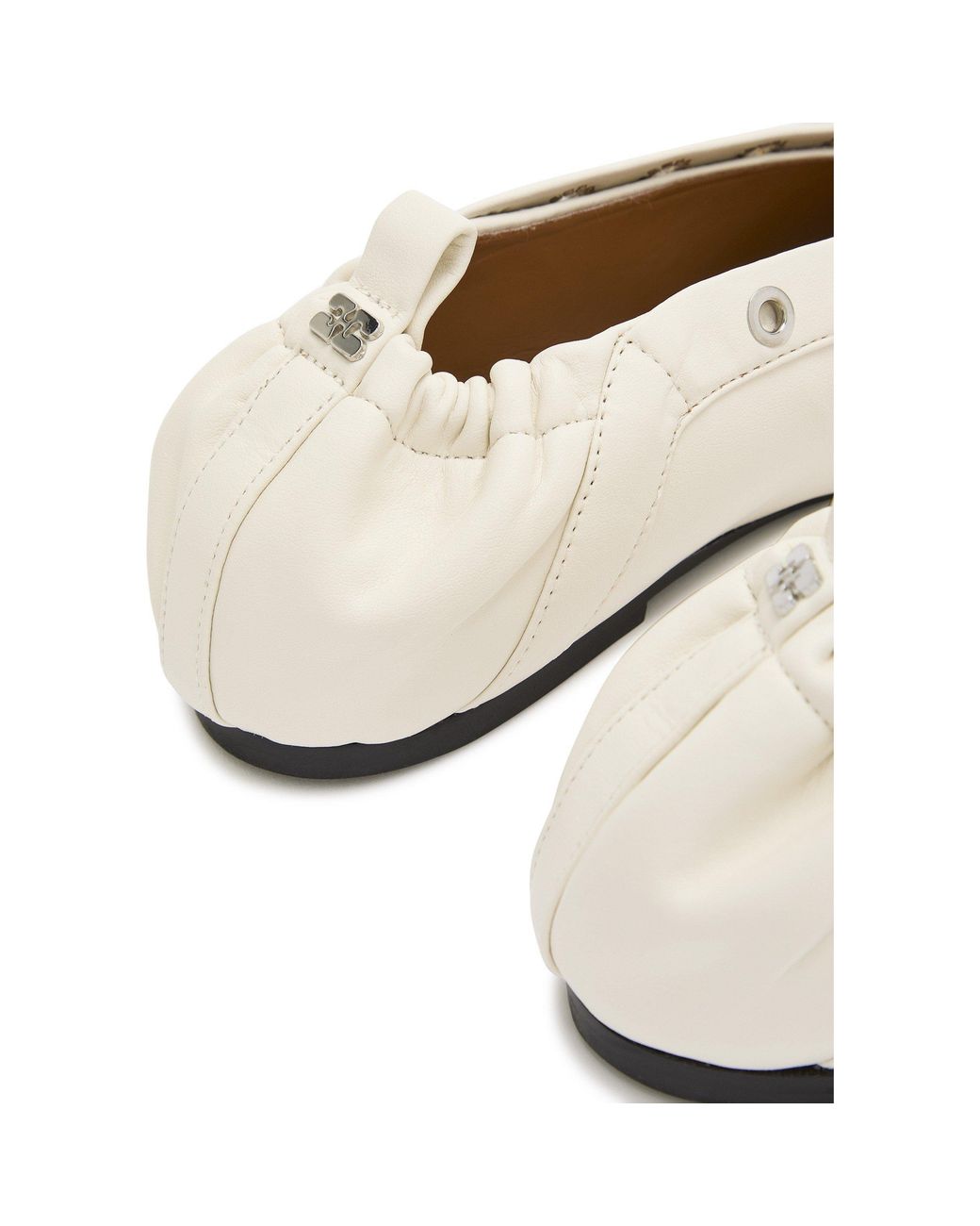 Ganni Natural Lace-Up Ballet Pumps