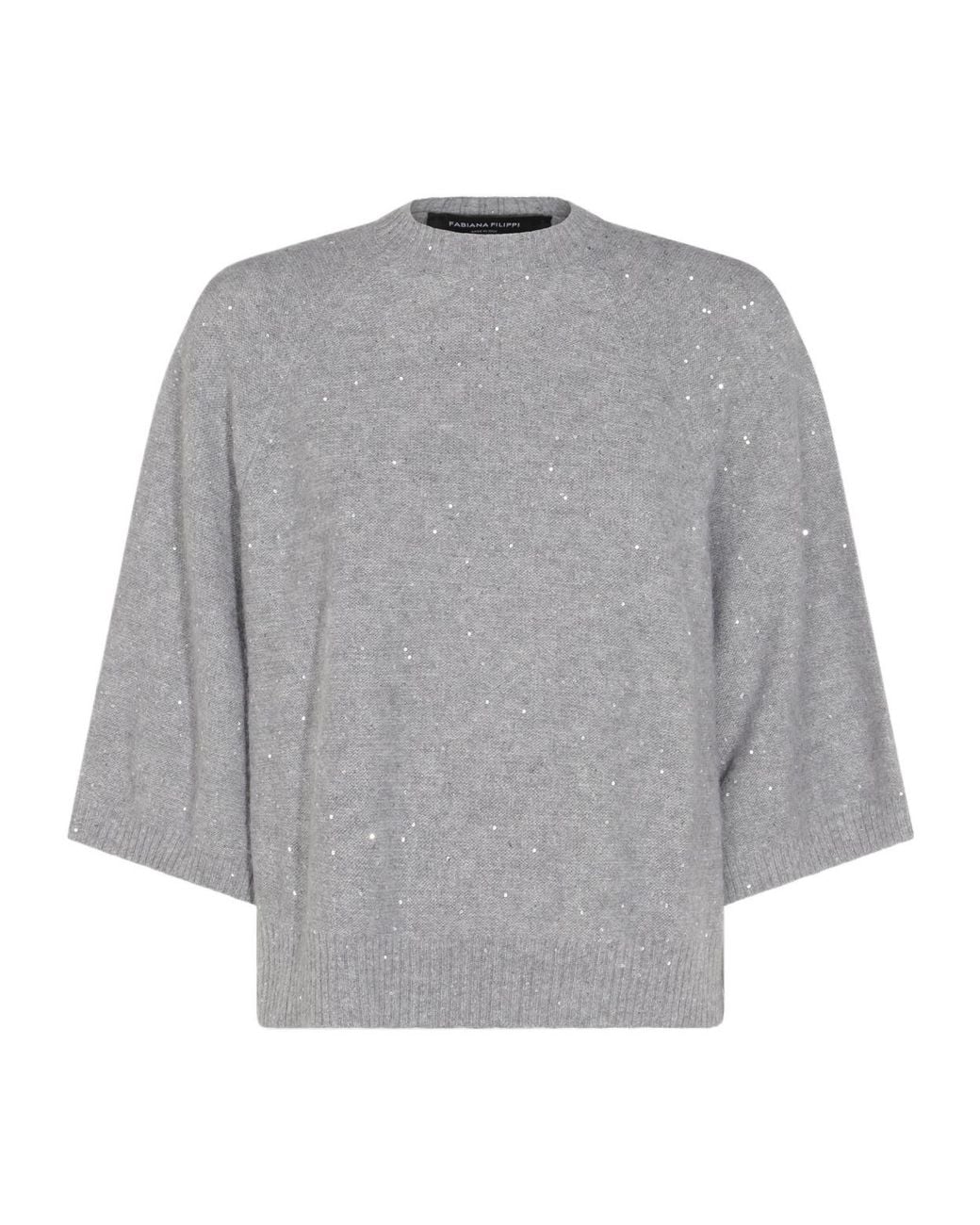 Fabiana Filippi Gray Sequin Embellished Cape