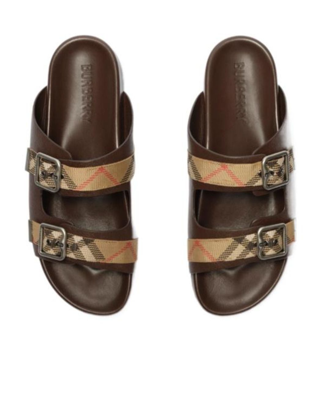 Burberry Brown Check Buckle Urchin Sandals for men