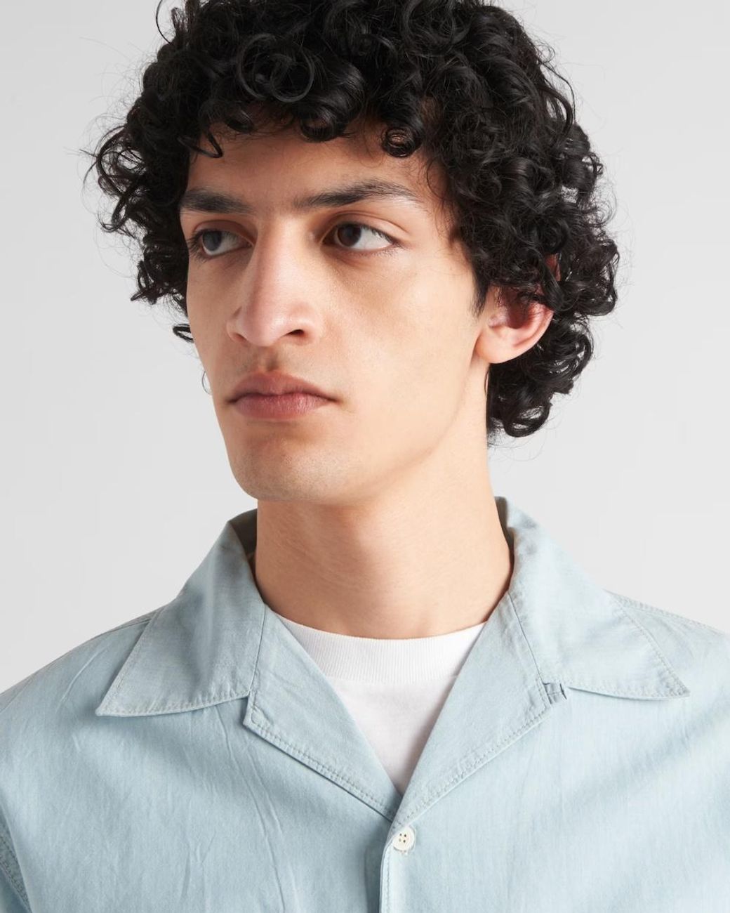Prada Blue Short-Sleeved Button-Up Shirt for men