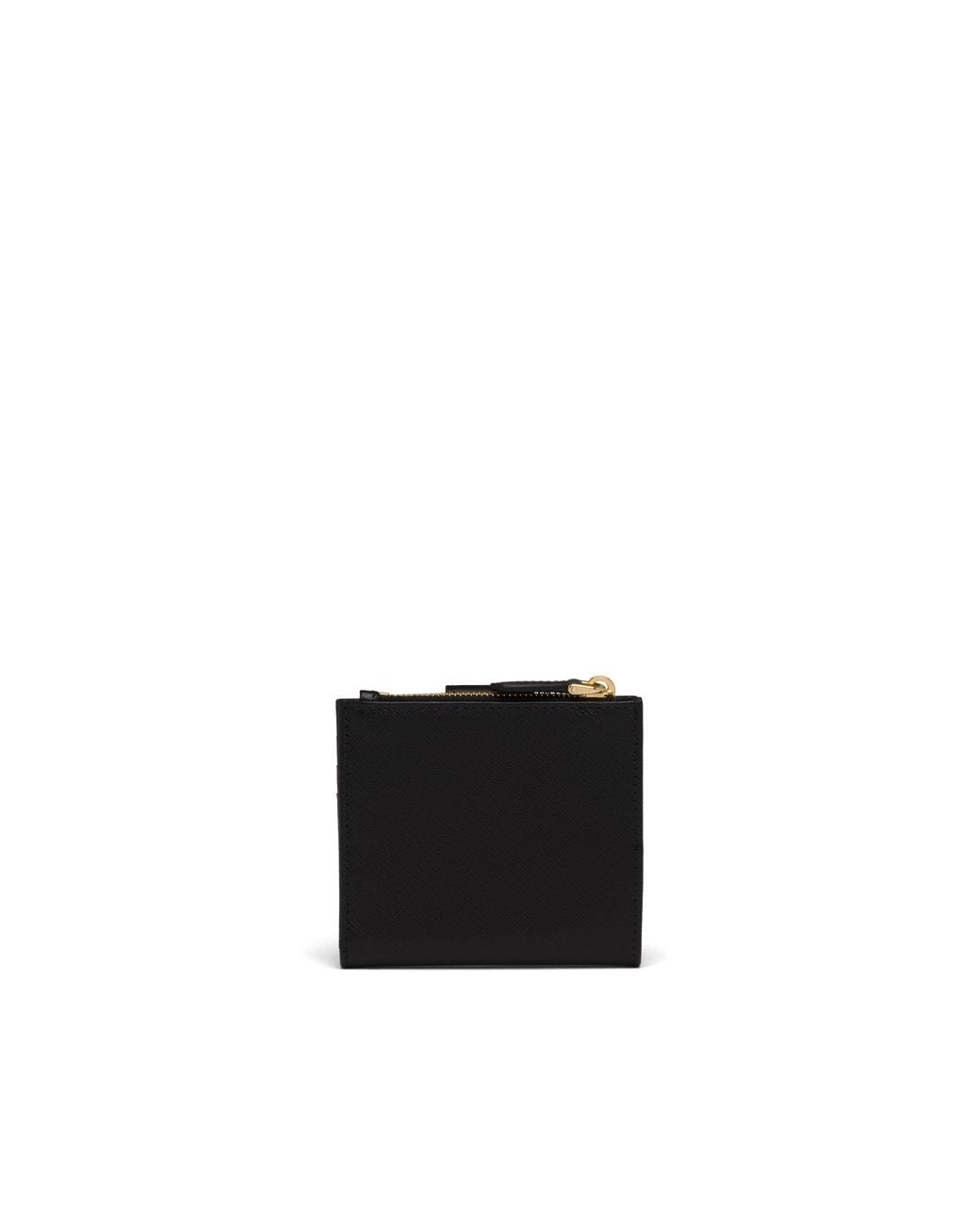 Prada Black Logo Plaque Zip-Up Wallet