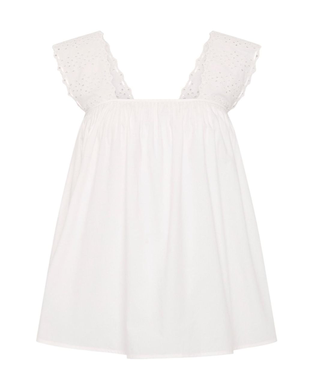 Posse White Harriet Broderie Strap Top