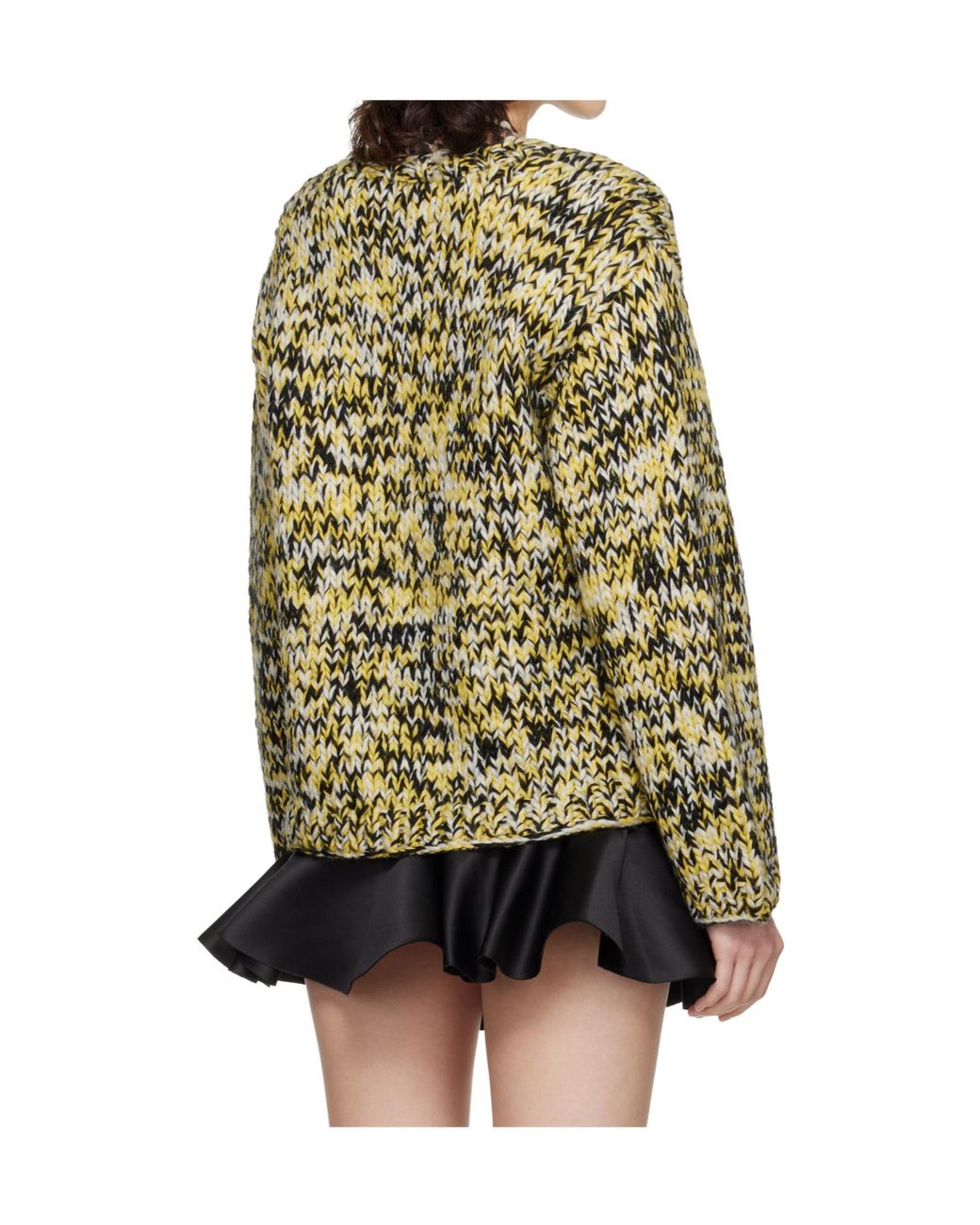 Ganni Green Wool Hand-Knitted Crew Neck Sweater
