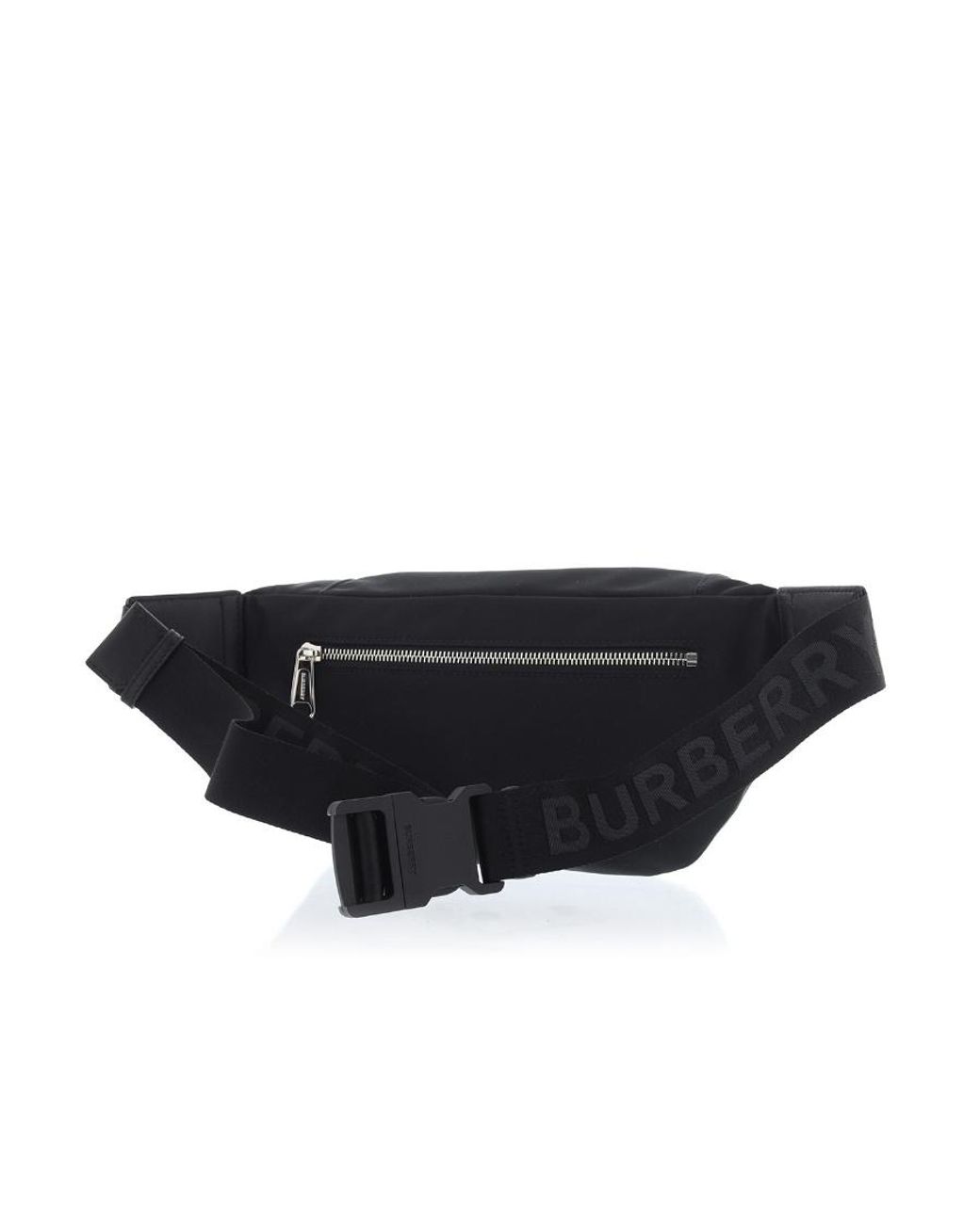 Burberry Black Logo Printed Zipped Belt Bag for men