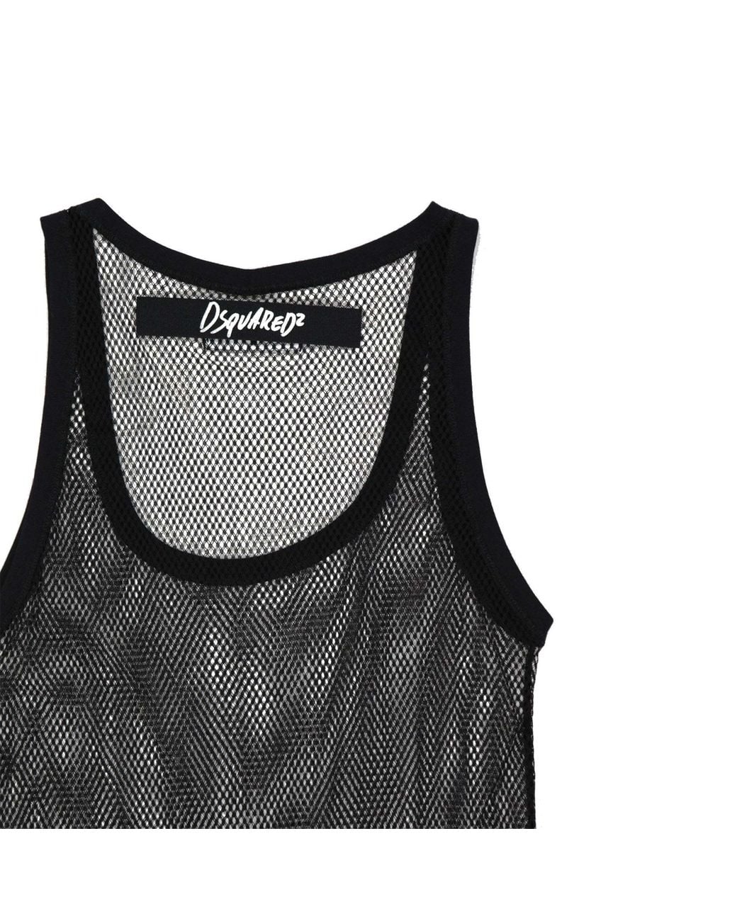 DSquared² Black Longline Mesh Tank Top