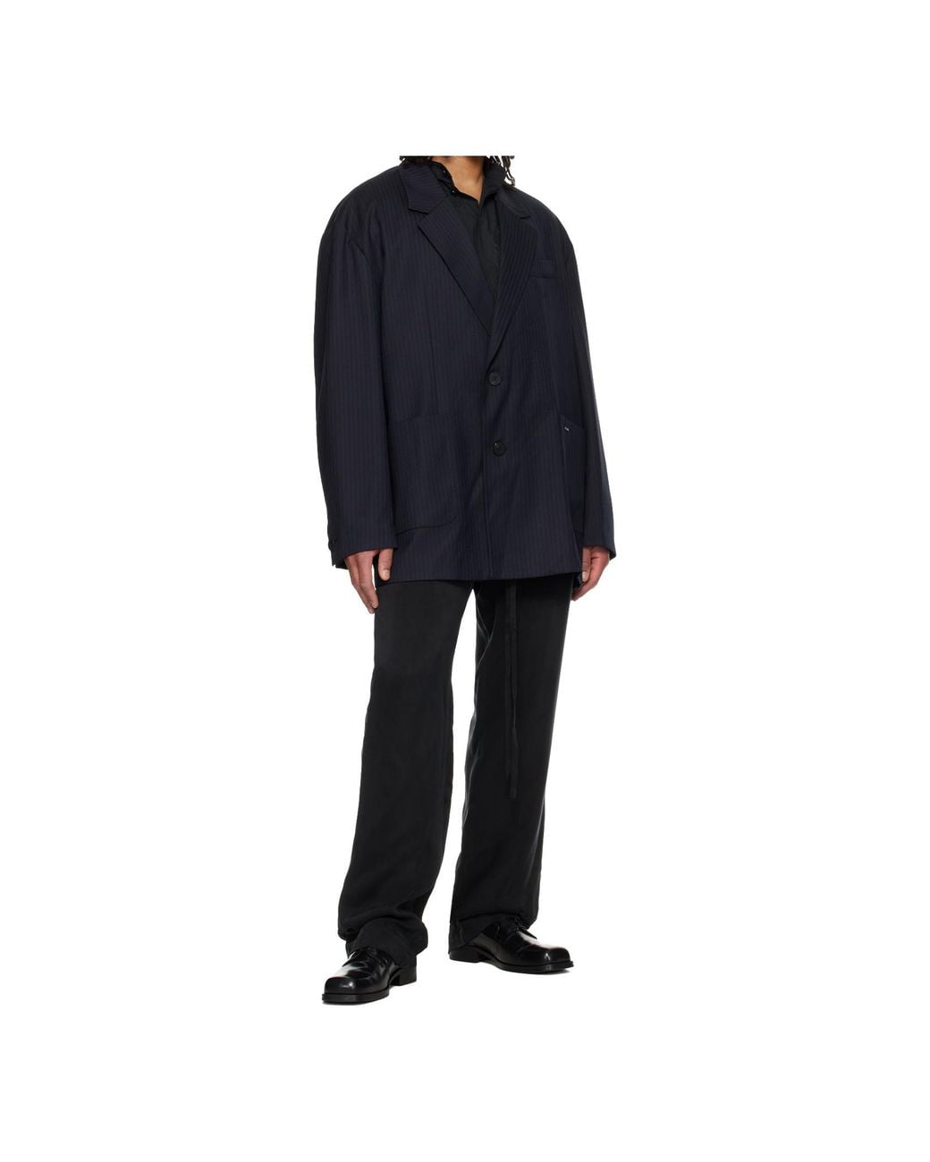 Wooyoungmi Blue Striped Single-Breasted Suit Jacket for men