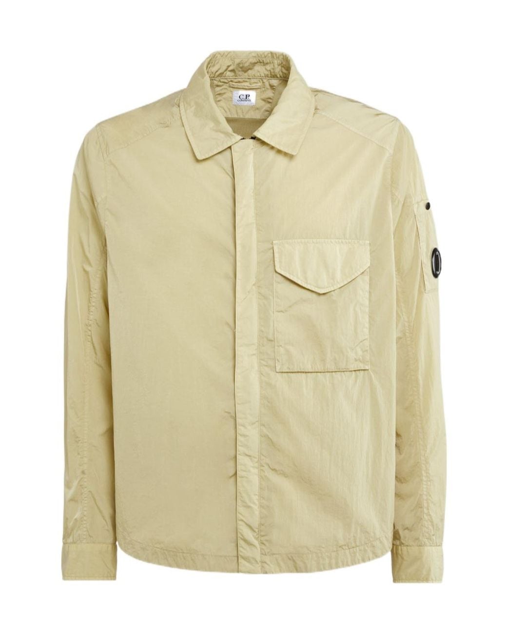 C P Company Green Logo-Plaque Detail Shirt Jacket for men