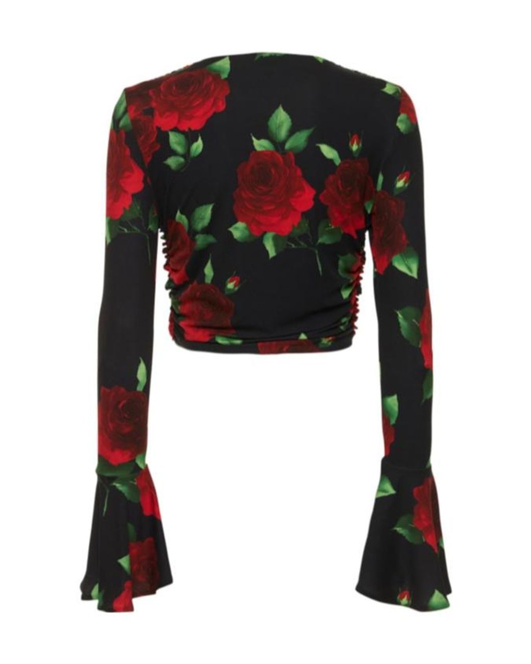 Magda Butrym Black Printed Jersey Long Sleeve Top W/Flowers