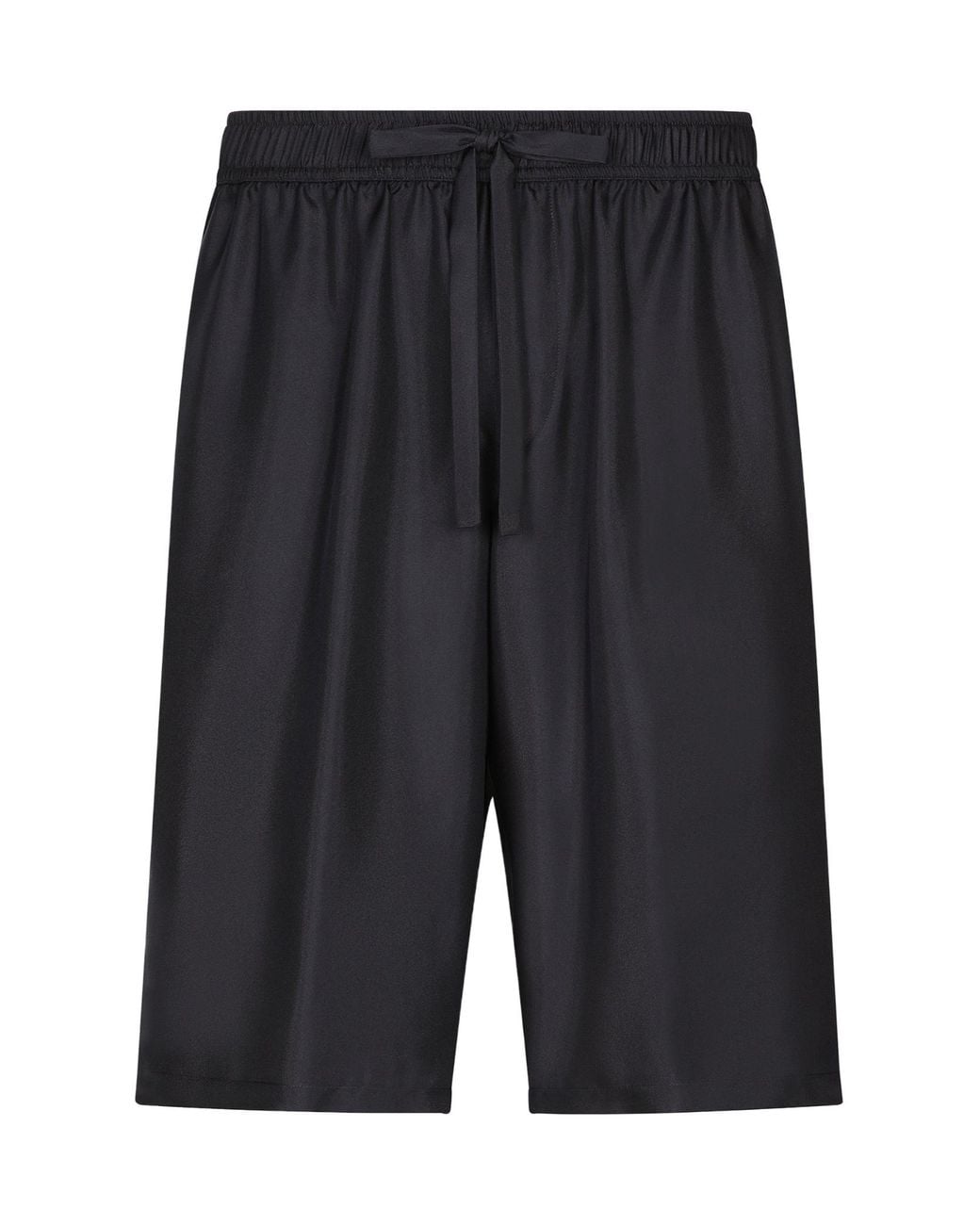 Dolce & Gabbana Black Drawstring-Waist Silk Shorts for men