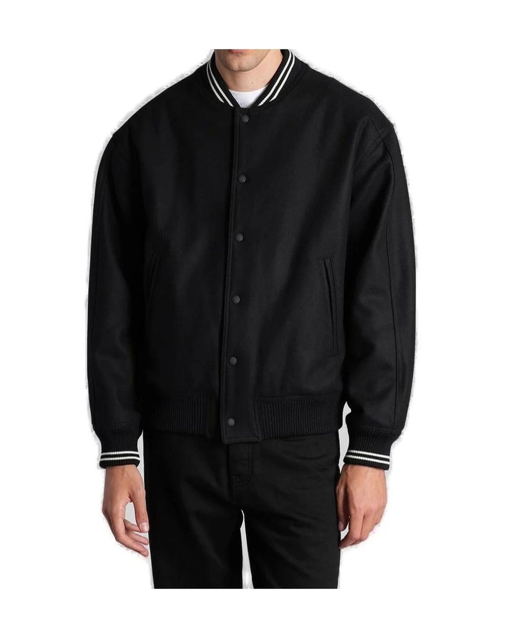 Maison Kitsuné Black Maison Kitsuné Button-Up Bomber Jacket for men