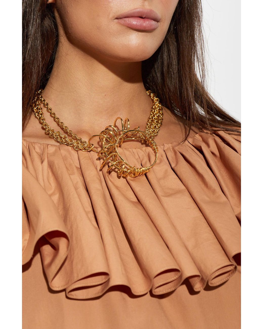 Chloé Metallic Chloé Tulip Sculptural Chain Necklace
