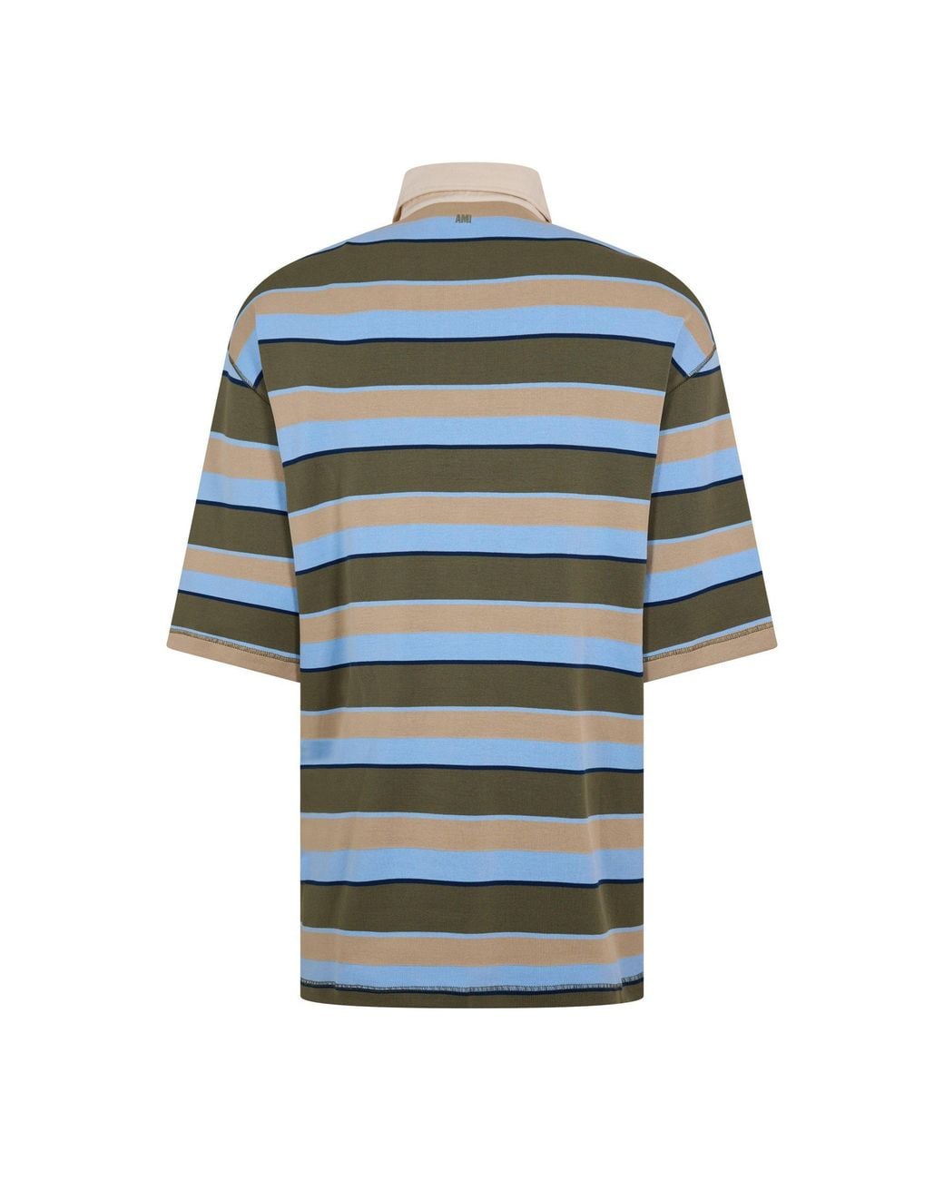 AMI Blue Loose Short-Sleeve Polo Shirt for men