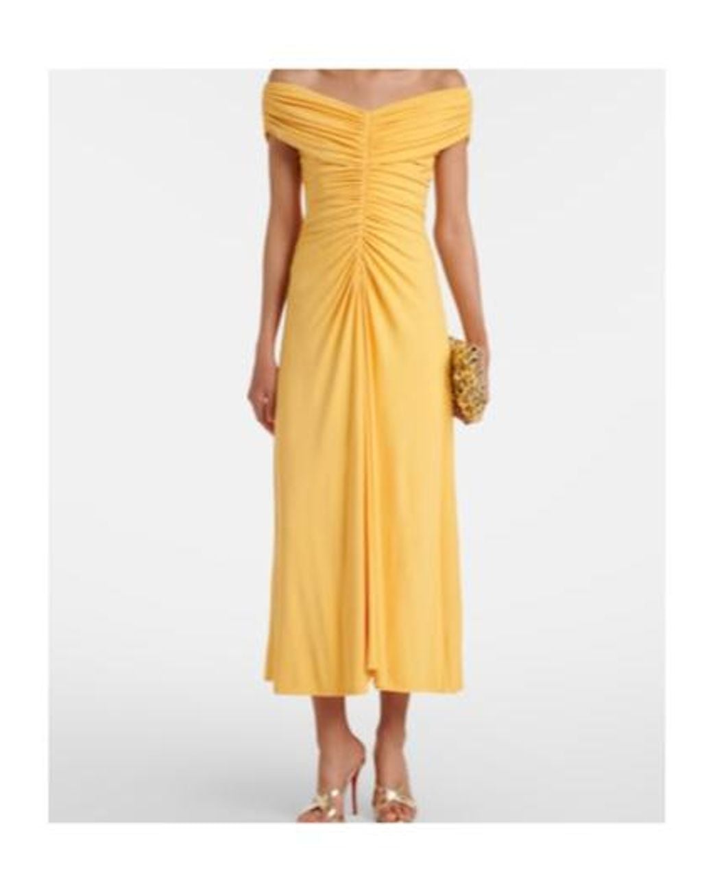 Jonathan Simkhai Yellow Sheyda Ruched Jersey Midi Dress